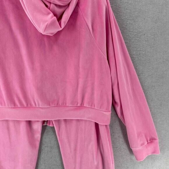 Victorias Secret L TRACKSUIT SET Full-zip Hoodie+jogger pant PINK VELOUR - Picture 3 of 16